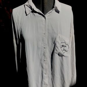 you & me white pocketed blouse